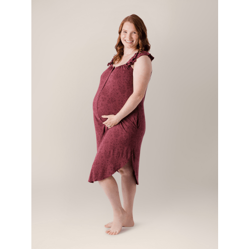 Ruffle Strap Labor & Delivery Gown | Spice Floral - Kindred Bravely