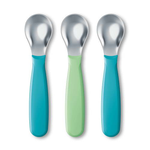 NUK Toddler Baby Spoon Set, 3 Pack, Neutral Colors, Easy-Grip Handle