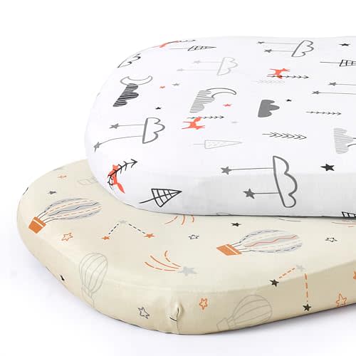 Stretch Fitted Bassinet Sheet Set BROLEX 2 Pack Cradle Sheets for Bassinet Pad/Mattress,Unisex Boys Girls,Ultra Soft,Starsmoon Balloon