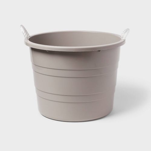 Plastic Kids' Storage Bin with Woven Handles Pink - Pillowfort™: Jumbo Round Toy Bucket, 20% Recycled Material
