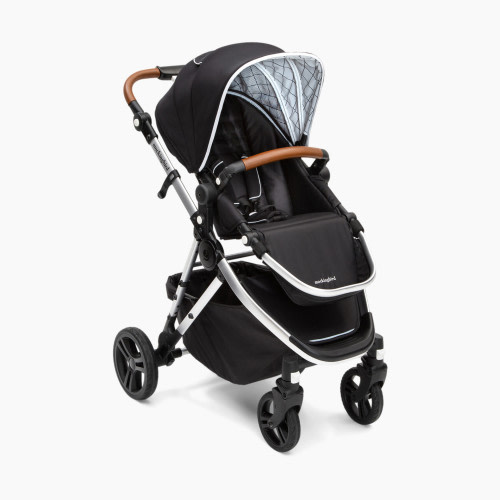 Mockingbird Single Stroller - Black/Windowpane Canopy with Penny Leather