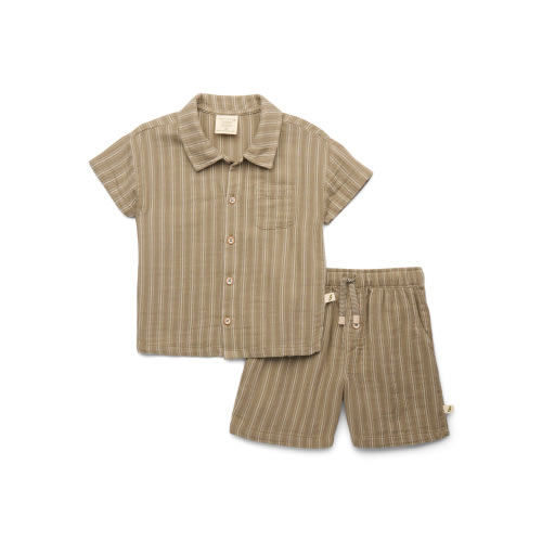 easy-peasy Toddler Boys’ Organic Cotton Shirt and Shorts Outfit Set, 2-Piece, Sizes 18M-5T