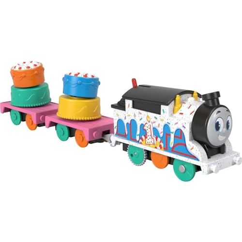 Thomas & Friends Motorized Toy Train, Wobbly Cake Thomas Engine with Cargo Cars & Pieces for Pretend Play Preschool KidsAges 3+ Years