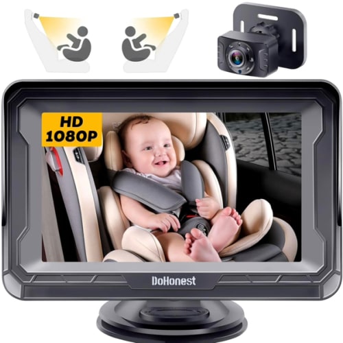 DoHonest Baby Car Camera HD 1080P - Rear-Facing Car Baby Monitor with Night Vision, Adjustable View Angle, Easy Setup, Anti-Glare Display, Safety for Kids & Infants