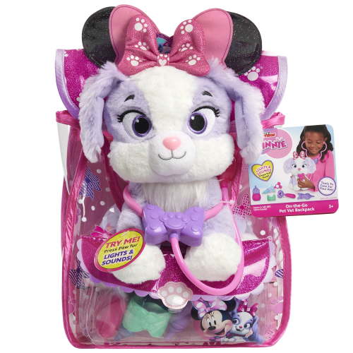 Free Shipping! Minnie Mouse Pet Vet Backpack Set with Light-Up Plush Cream Puff and Doctor Tools for Kids Ages 3