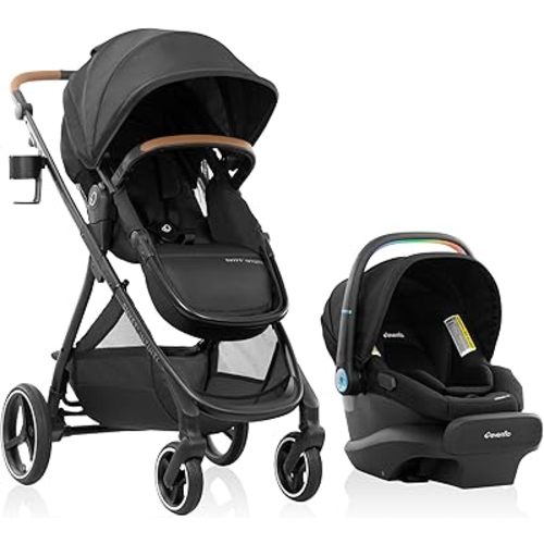 Evenflo Shyft Intuiti+ Travel System Featuring LiteMax NXT Preemie and Infant Car Seat with SensorySoothe (Eclipse Black)
