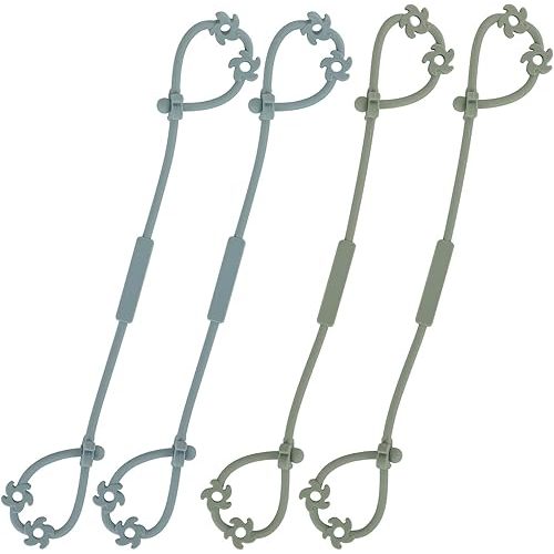 Toy Safety Straps, Food Grade Silicone Pacifier Clips Sippy Cup Strap Stretchable Adjustable for Strollers, High Chair, Cribs, Hanging Baskets, 4 Pack (Sage x2 / Ether x2)