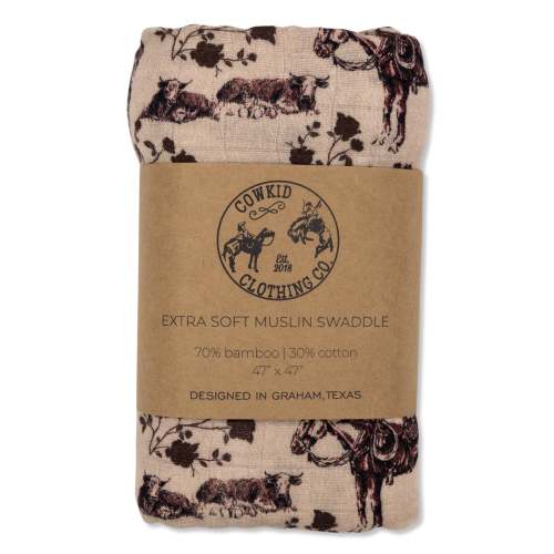 Prairie Rose Bamboo Muslin Swaddle – Cowkid Clothing Company