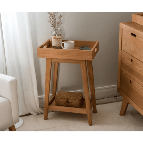 Retro Side Table in Hazelnut Solid Wood | Simply Nursery