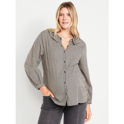 Maternity Long Sleeve Button-Down Ruffle Shirt | Old Navy