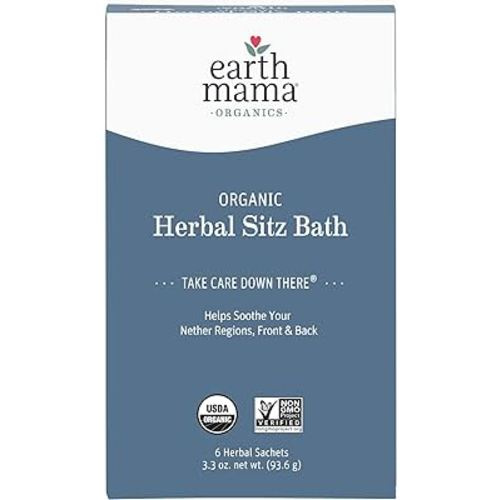 Earth Mama Organic Herbal Sitz Bath | Pregnancy & Postpartum Care, Soothing Sitz Bath for Hemorrhoids Recovery with Witch Hazel, & Calendula, 6-Count