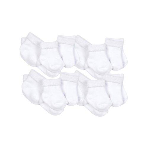 Gerber Baby Boy, Baby Girl, & Unisex Terry Bootie Wiggle-Proof Socks, 12-Pack, Newborn-0/6 Months