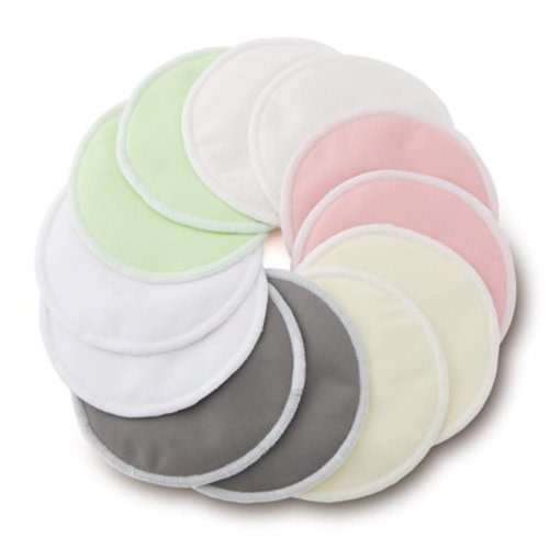 Enovoe 1 Count (Pack of 12) - Organic Bamboo Breastfeeding Pads with Laundry Bag - Super Soft, Machine Washable and Hypoallergenic - Multi Color
