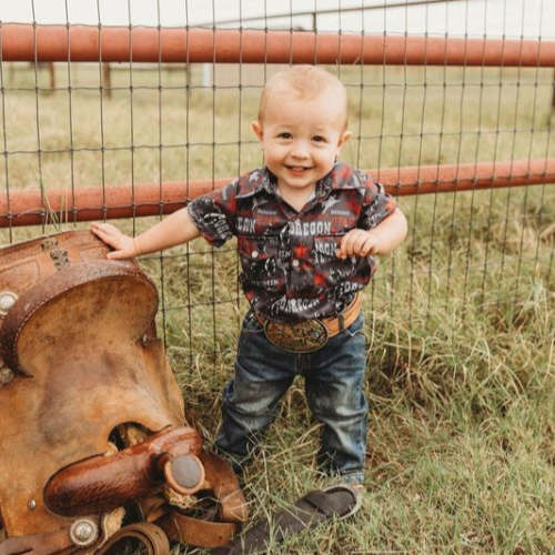 Rodeo Road Black SS Pearl Snap Onesie, (0-18M)