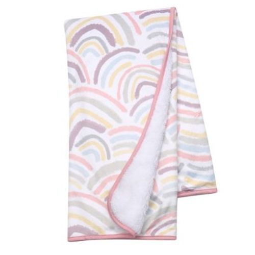 Lambs & Ivy Signature Rainbow Minky/faux Shearling Soft Fleece Baby Blanket