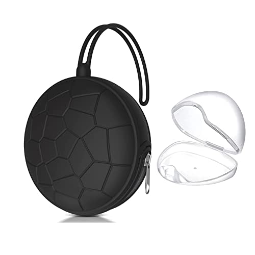 Smlpuame Pacifier Holder Case,Mothers Day Gifts for Mom BPA Free Portable Silicone Baby Pacifier Cover Pouch for Diaper Bag Stroller,Travel Outdoor Activities,Easy to Clean(Football & Black)
