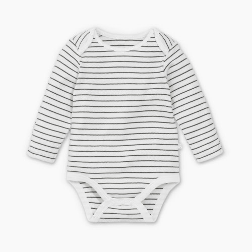 MORI Long Sleeve Bodysuit - Grey Stripe, Newborn