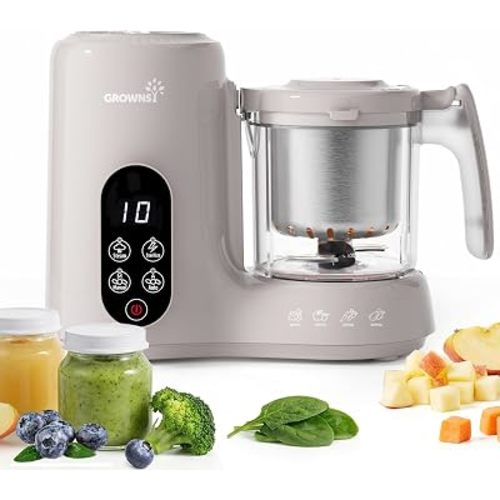 Grownsy Baby Food Maker with Stainless Steel Steam Basket,Creamy Taupe