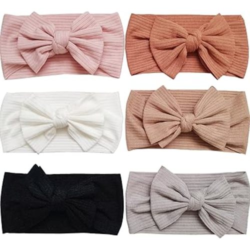 Hjiaruiky Baby Headbands Baby Girls Bows Headband Newborn Bow Handmade Soft Headbands with Bows Hairbands for Infant Toddler 6 colors