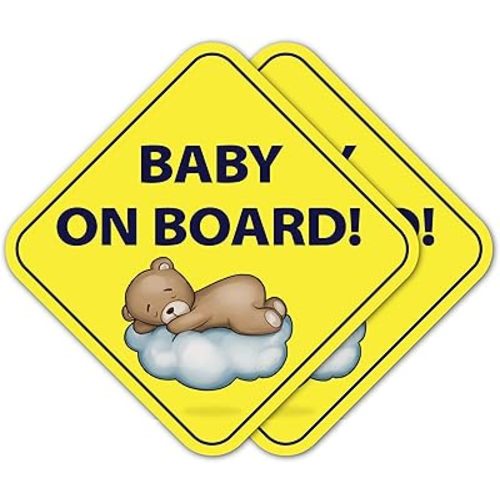 | Baby on Board Stickers (2-Pack) - Strong Adhesive, Waterproof, UV Resistant Child on Board Signs for Car - Paint Safe Safety Stickers for Cars & Windows