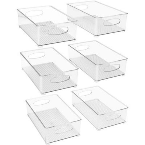 Sorbus 6 Pack Medium Stackable Clear Storage Bins with Handles- for Kitchen Pantry, Freezer & Fridge Organization