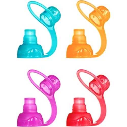ChooMee SoftSip Food Pouch Top | Baby Led Weaning | No Spill Flow Control Valve, Protects Childs Mouth, 100% Silicone, BPA Free | Four Colors, 4 CT