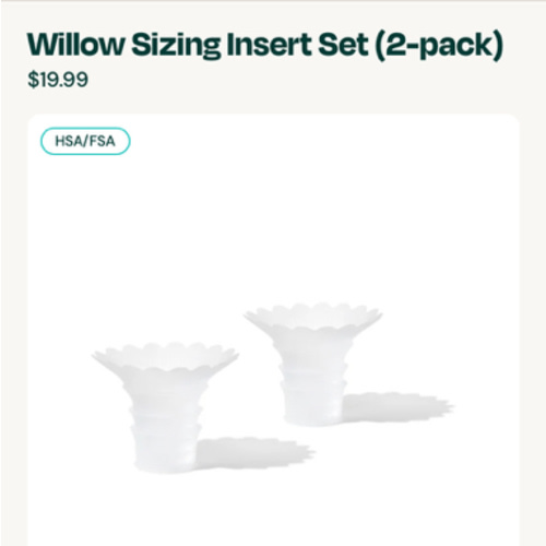 Willow Breast Pump Sizing Insert Set - Smaller Flange Fit | Willow – Willow Pump