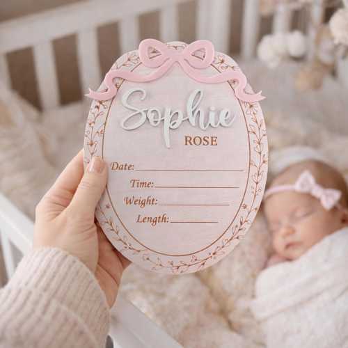 Personalized Baby Girl Birth Announcement Sign