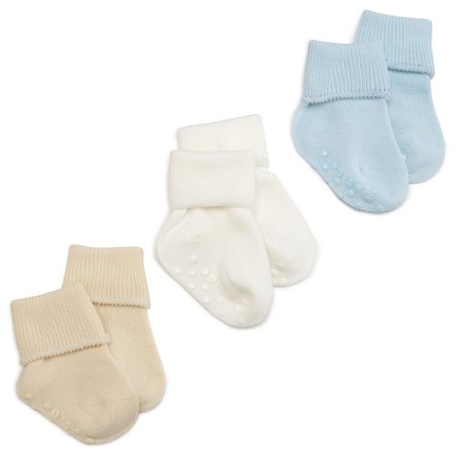Jefferies Socks Baby Boy's Organic Cotton Non-Skid Turn Cuff Socks 3 Pair Pack