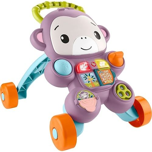 Fisher-Price Baby Walker Learn with Me Purple Monkey Learning Toy, Music Lights & Activities for Infants & Toddlers Ages 6+ Months