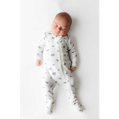 Pointelle Zippered Footie in Spray Rose
