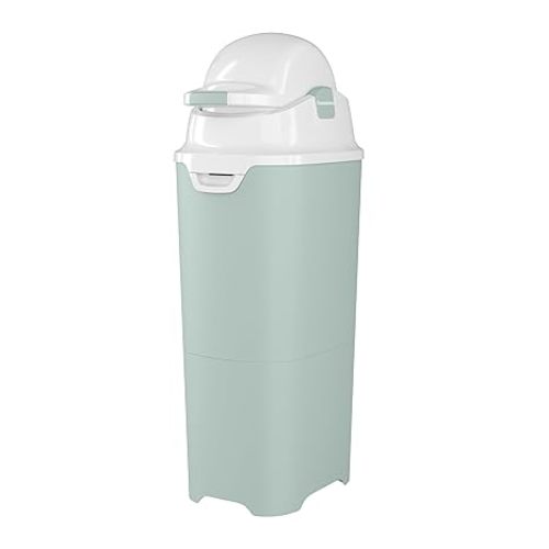 Foundations Tall Diaper Pail with Airtight Lid, Durable & Odorless Diaper Disposal, Large Capacity, Holds up to 60 Newborn Diapers, Refill with Any Bags, Green