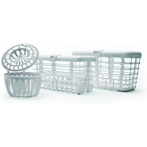 Prince Lionheart Made in USA High Capacity 3-in-1 Dishwasher and Spill Proof Vave Cleaner Basket for Toddlers & Infants Bottle Parts & Accessories | Fits all Dishwashers | 100% Recycled Plastic,White