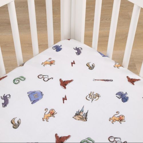 NoJo Warner Bros. Harry Potter Welcome Little Wizard Navy, Burgundy, Blue, and White 100% Cotton Fitted Crib Sheet