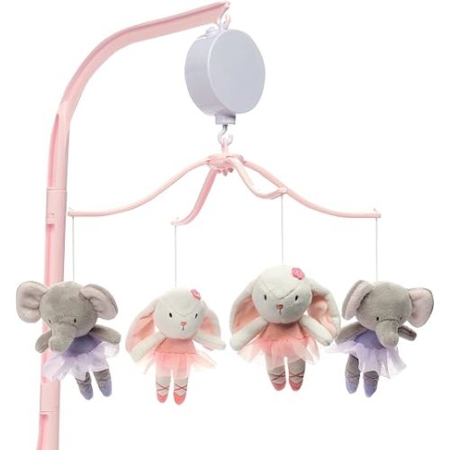 Bedtime Originals Tiny Dancer Musical Baby Crib Mobile - Pink, Animals, Elephant