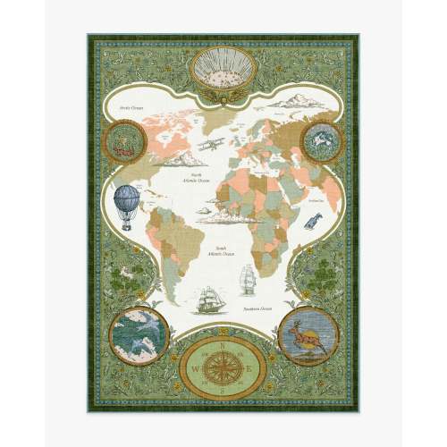 Little Explorer Gold & Green Rug | Ruggable US