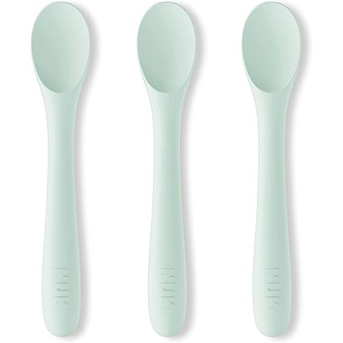NUK Silicone Baby Spoons, Durable Silicone Material, Easy to Hold & Feed, Dishwasher-Safe, BPA-Free, Pack of 3
