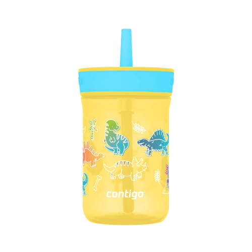 Contigo Kids Leighton Spill-Proof Tumbler with Straw 14 oz, Ages 3+, Yellow, Easy-Clean