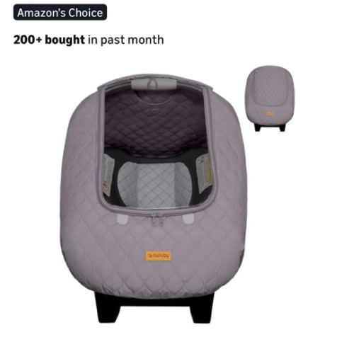liuliuby Baby Car Seat Weather Shield | Warm Quilted Winter Cover with Clear Window for Infant Carseat | Keeps Babies & Newborn Protected in Cold | Car Seat Cover for Boys & Girls (Gray)