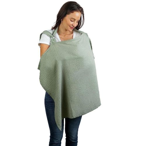 Muslin Nursing Cover for Baby Breastfeeding, Soft & Breathable Breastfeeding Cover by Comfy Cubs, Color: Sage