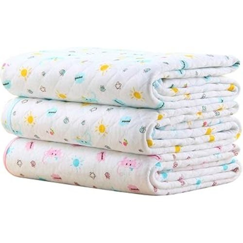 MBJERRY Waterproof Changing Pads Portable - Breathable Leak Proof Mattress Pad Protector Baby Changing Mat for Toddler, Kids Pack of 3 (M (27.5 x 19.7 Inch))