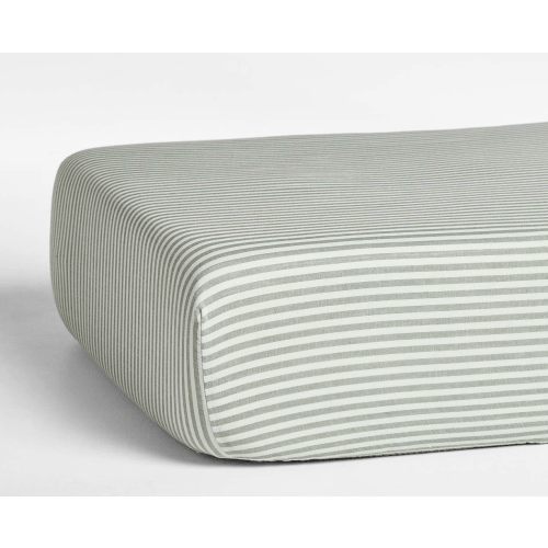 Supersoft Striped Pine Green Organic Cotton Gauze Baby Crib Fitted Sheet