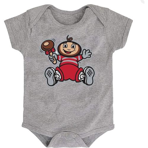 Ohio State Buckeyes Officially Licensed 100% Cotton Short Sleeve Baby Brutus Bodysuit - Gray