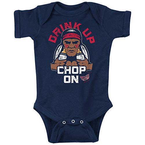 Smack Apparel Atlanta Baseball Fans. Drink Up Chop On! Navy Onesie (NB-18M) or Toddler Tee (2T-5/6T)