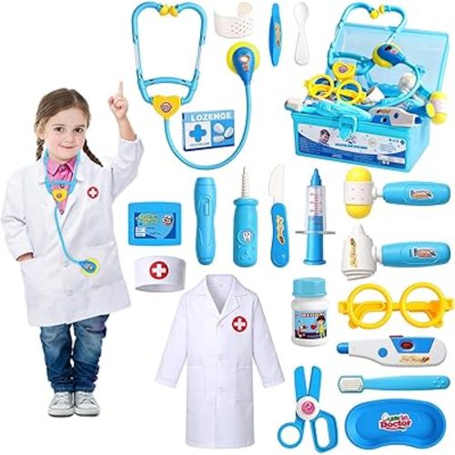 Fajiabao Doctor Kit for Toddlers 3-5 Dress Up Toys for 2 3 4 5 Year Old Girls Pretend Play Kids Doctor Set with Career Day Costume Toy Stethoscope for 2 3 4 5 6 Year Old Girls Boys Birthday Gifts