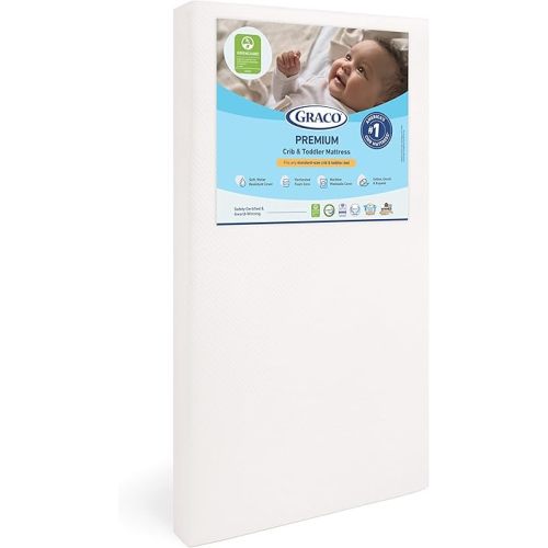 Graco Premium Crib & Toddler Mattress – GREENGUARD Gold Certified & CertiPUR-US Certified, Fits All Standard Crib & Toddler Beds, Waterproof Sleep Surface, Machine-Washable Outer Cover for Easy Care
