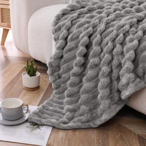 Kate Aurora Modern Lux Ultra Soft & Plush Ribbed Accent Throw Blanket - 50 in. W x 60 in. L - Sage
