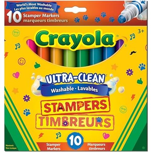 Crayola Ultra- Clean Washable Stampers Markers, 10Pc/Package