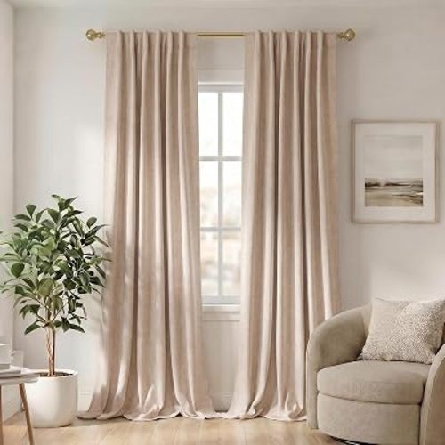Linen Textured Blackout Curtains 52"x84" Inches Long,2 Panels