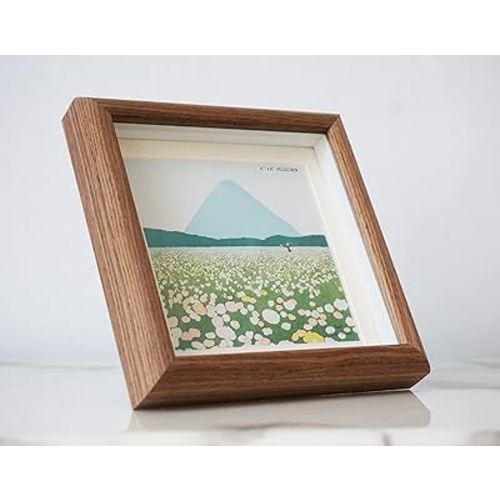 6X6 Wooden Picture Frame with 4.5x4.5 mat, 6x6 Square Picture Frame with Glass, For Wall and Desktop Display